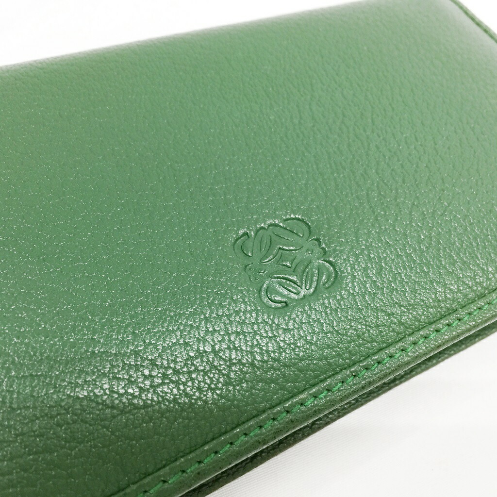 楽天市場 南店 ロエベ アマソナ ラウンドファスナー長財布 グリーン 緑 カデナチャーム レザー レディース メンズ 中古 質屋かんてい局山形北店