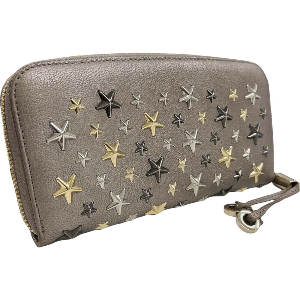 ［南店］ 【極美品】ジミーチュウ 0C6251 ラウンドジッパー 長紙入れ スタースタッズ  紙入れ 御釣り入れ メンズ レディース 【中古】