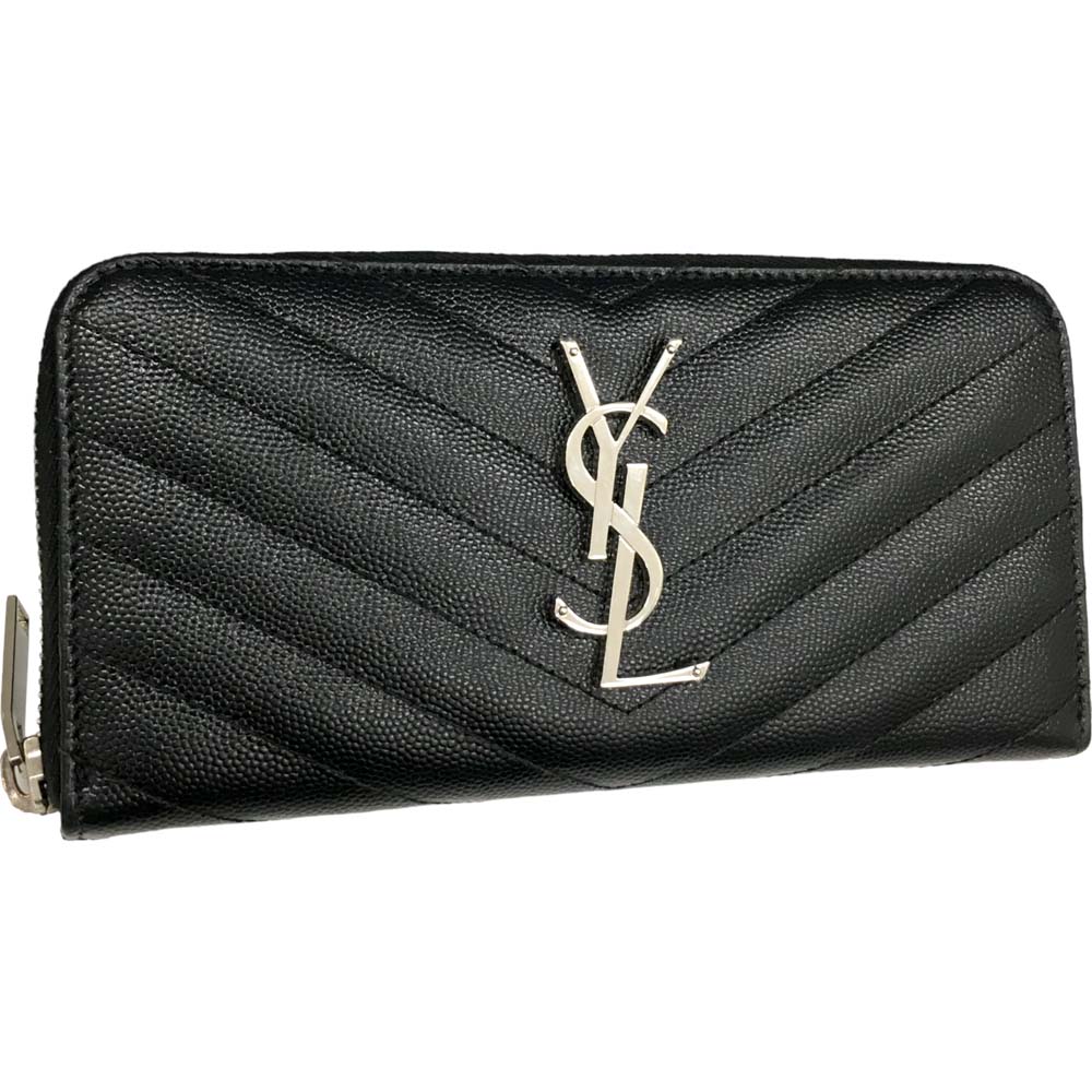 ［泉店］ 【美品/付属品〇】 サンローラン 35809 モノグラム ラウンドウォレット 長財布 札入れ 小銭入れ Vステッチ ブラック 黒 【中古】 43,680円