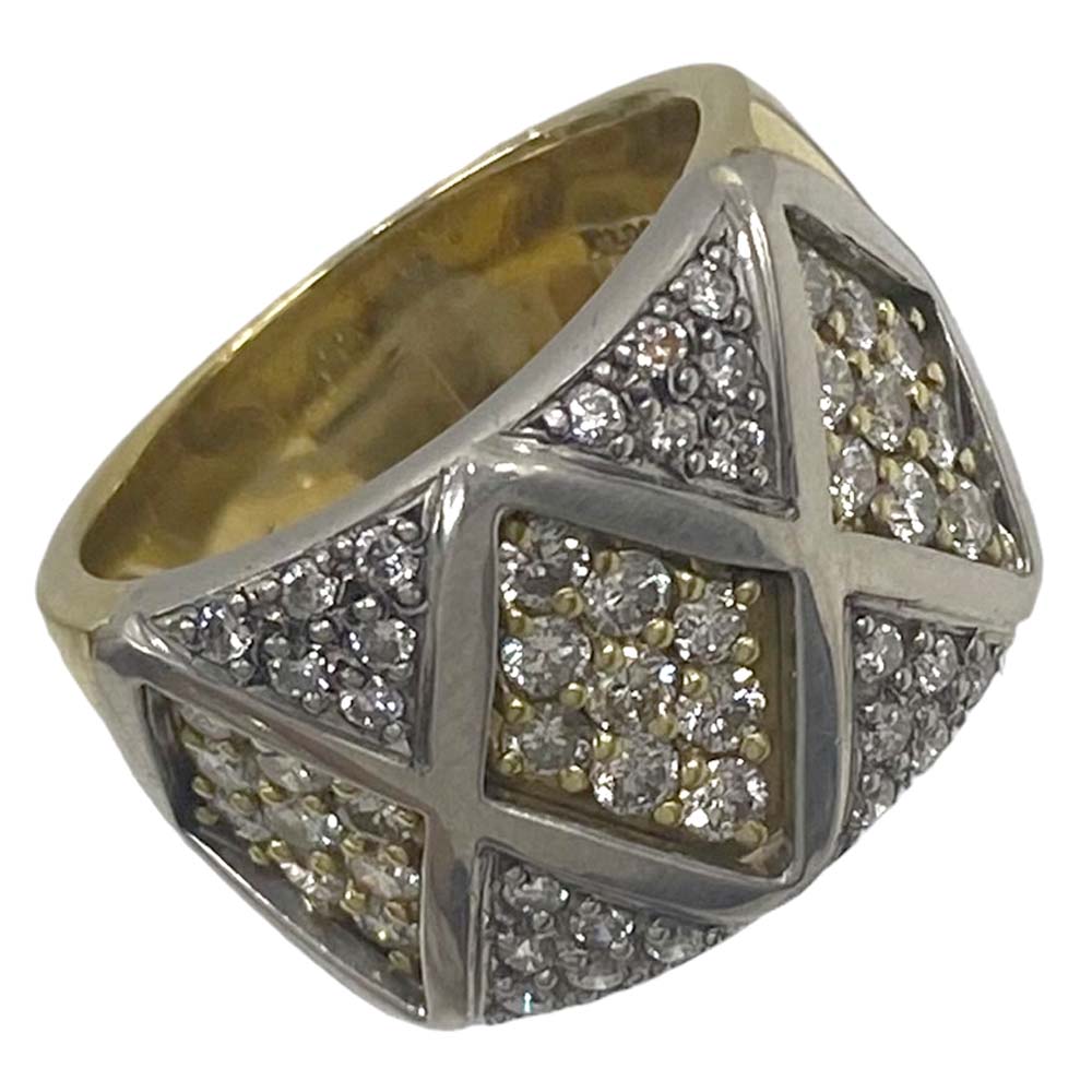 【美品/約12号】金剛石付き添い人キルトデザインリング K18 Pt900 約15.5g 金剛石0.85コンピュータ断層撮影法 付属品 ユニ一発やる 【中古】