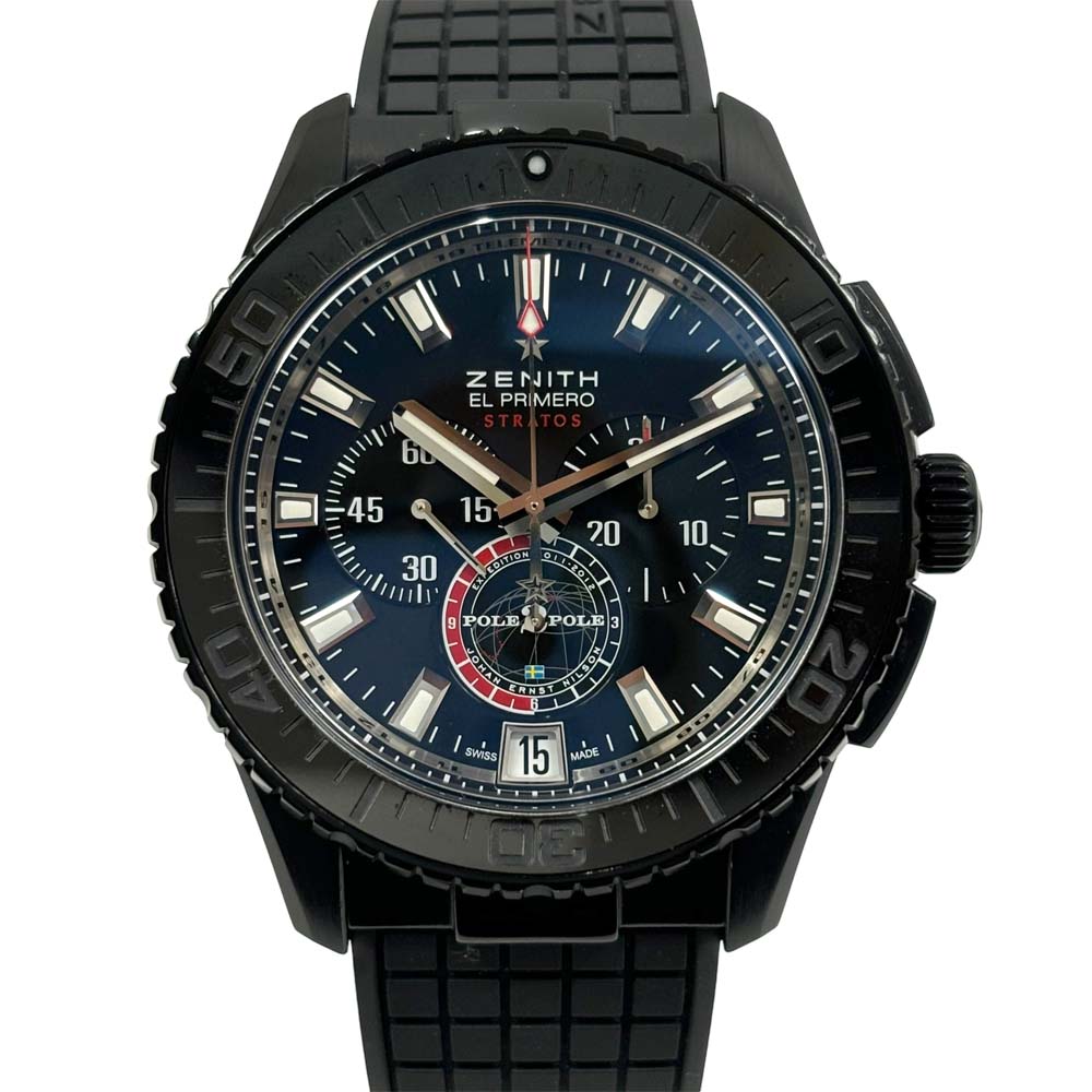 【良品/限定500本】ゼニス ZENITH 24.2062.405/27.C707 エルプリメロ ストラトス フライバック 自動巻き クロノグラフ デイト ブラック メンズ【中古】