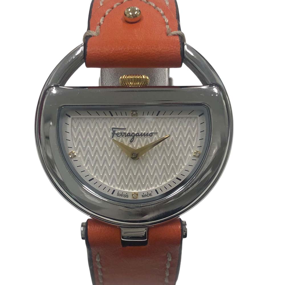 ［南店］ 【良品】 サルバトーレ フェラガモ SALVATORE FERRAGAMO FG5 クオーツ腕時計 ホワイト レディース 女性用【中古】｜質屋かんてい局山形北店