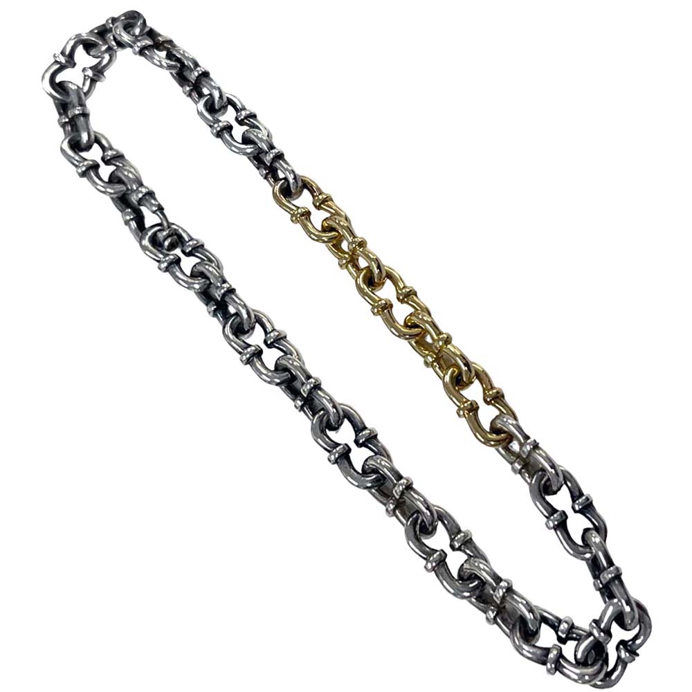 ［南店］【美品】シンパシーオブソウル B1902SY8 ダブル ホース シュー リンク ブレスレット K18 シルバー925 12.74g LEON別注 17.5cm【中古】