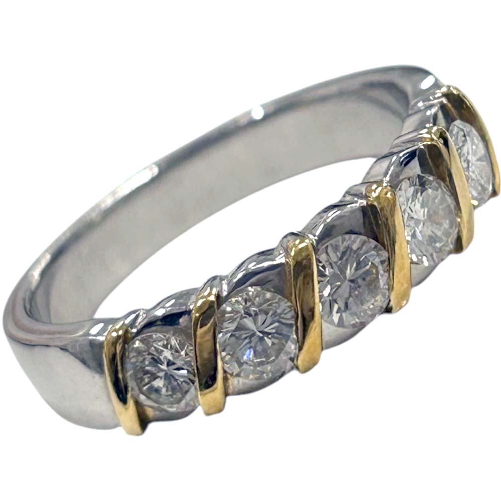［南店］ 【極美品】 5Pダイヤモンドリング Pt900 K18 1.01ct 約17号 約8.62g 指輪 メンズ レディース 【中古】 108,790円