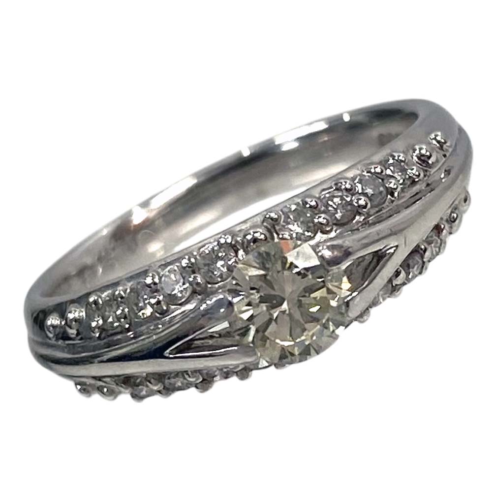 【良品】 ダイヤ付きデザインリング Pt900 約5.3g 約11号 【中古】