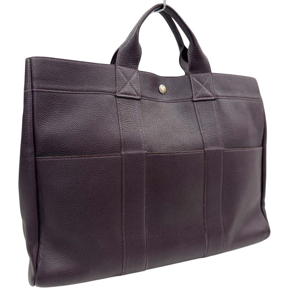 【良品】 エルメス フールトゥMM フルレザー トゴ レザン 紫 ハンドバッグ【中古】