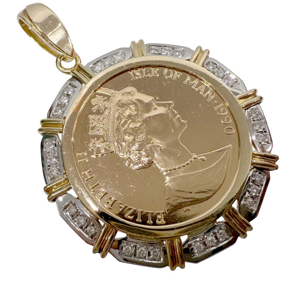 【良品/バチカン市国大きめ】 マン島天使 金剛石付 鋳貨とっ始め 1/2薬局衡オンス K22 約28.61g D0.30コンピュータ断層撮影法【中古】
