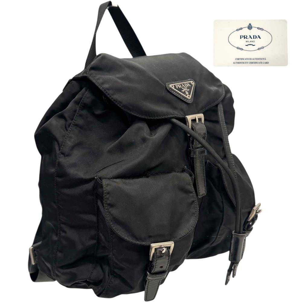 ［南店］【良品/ギャラ〇】 プラダ B6677F テスートナイロン バックパック ブラック バックパック リュック リュックサック【中古】