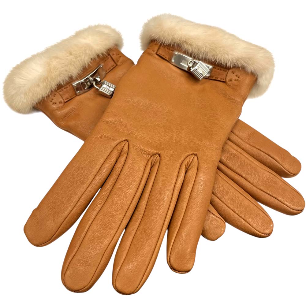 ［泉店］【美品】 エルメス ソヤ グローブ 赤銅色【中古】