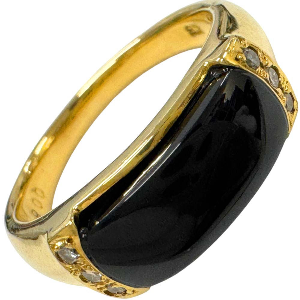 ［南店］【美品】 オニキス リング K18 約5.39g 約13号 メレダイヤモンド 0.06ct 【中古】