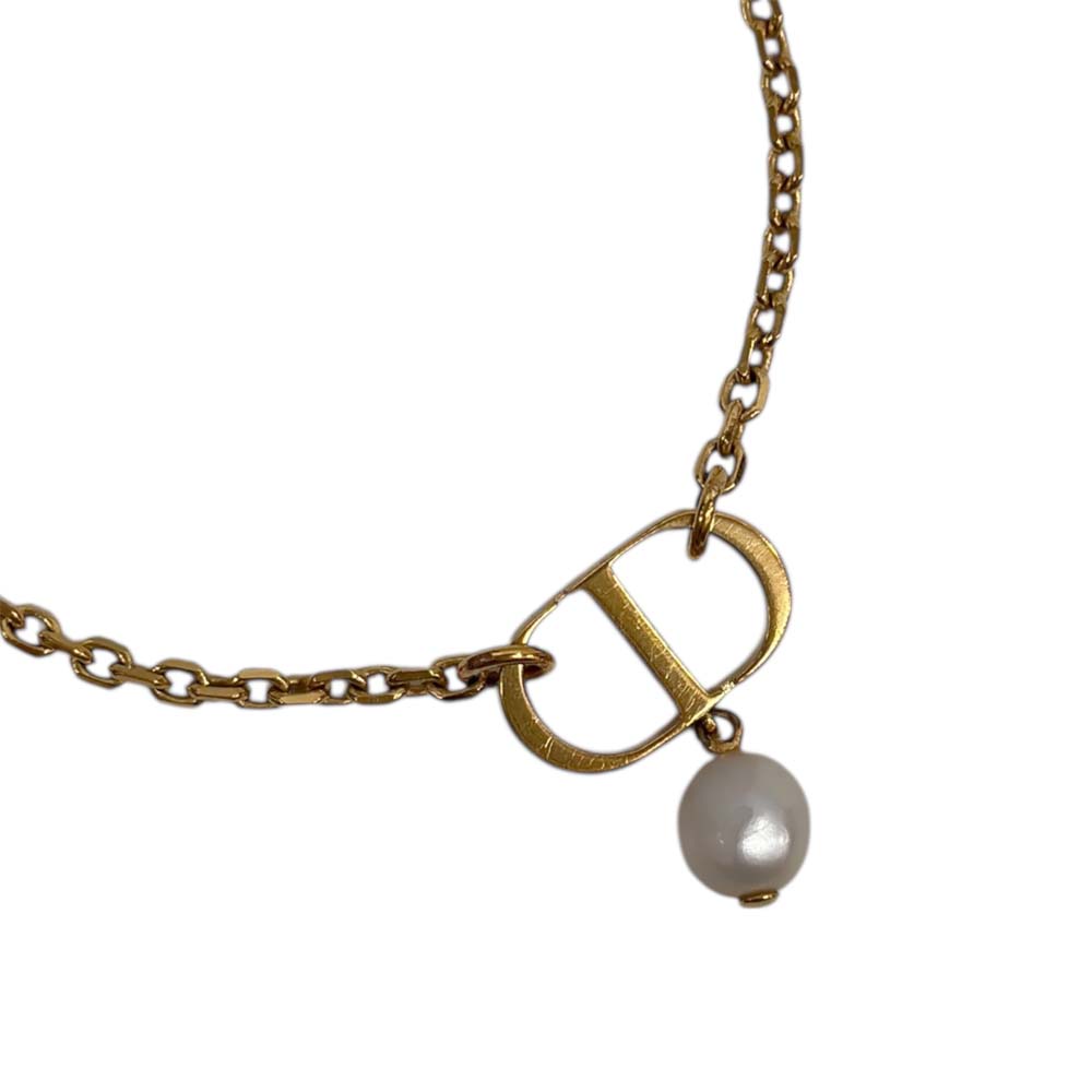 楽天市場】クリスチャン・ディオール ロゴ フェイクパール ネックレス