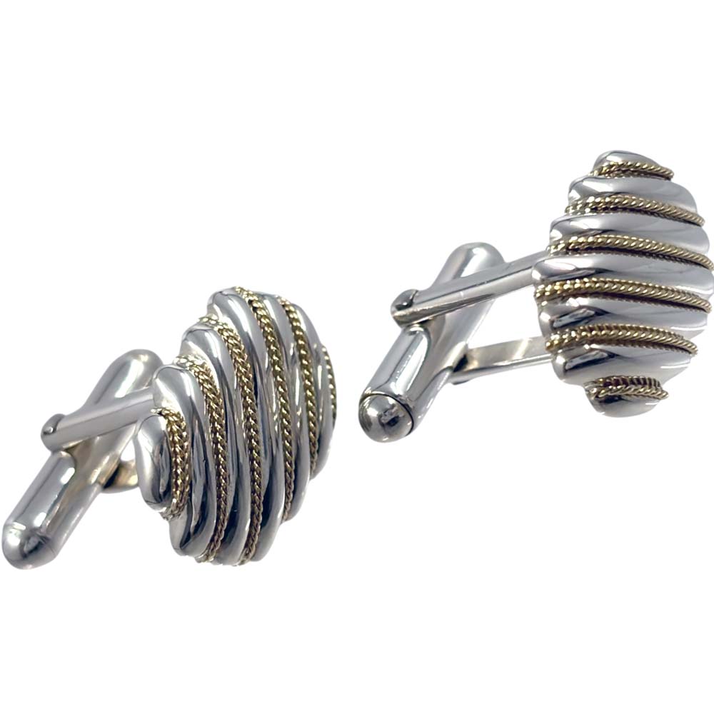【美品】 ティファニー ツイストロープ カフスボタン K18 SV925 約14.13g 【中古】