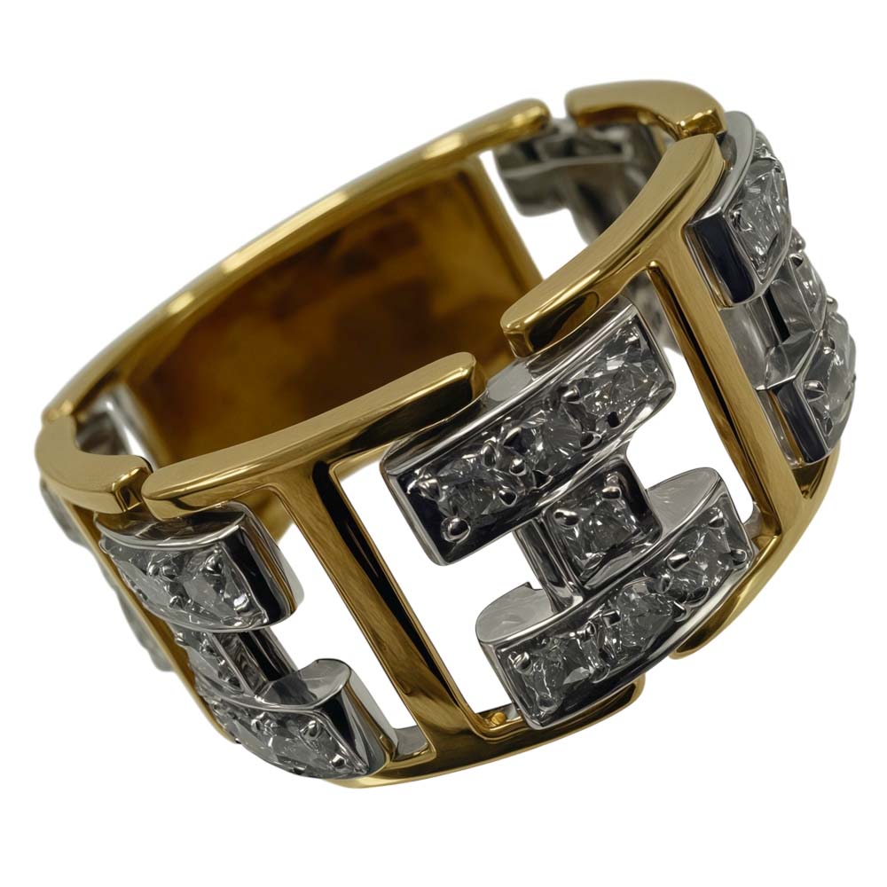 【美品】 Hデザインリング K18 K18WG ダイヤモンド 0.50ct 約6.63g 約16号 【中古】