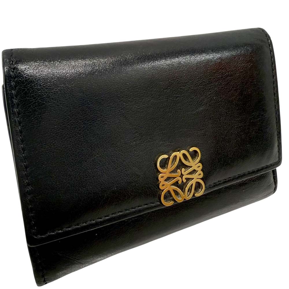 【良品】 ロエベ C821S33X06 アナグラムバーティカルウォレット 黒いこと【中古】