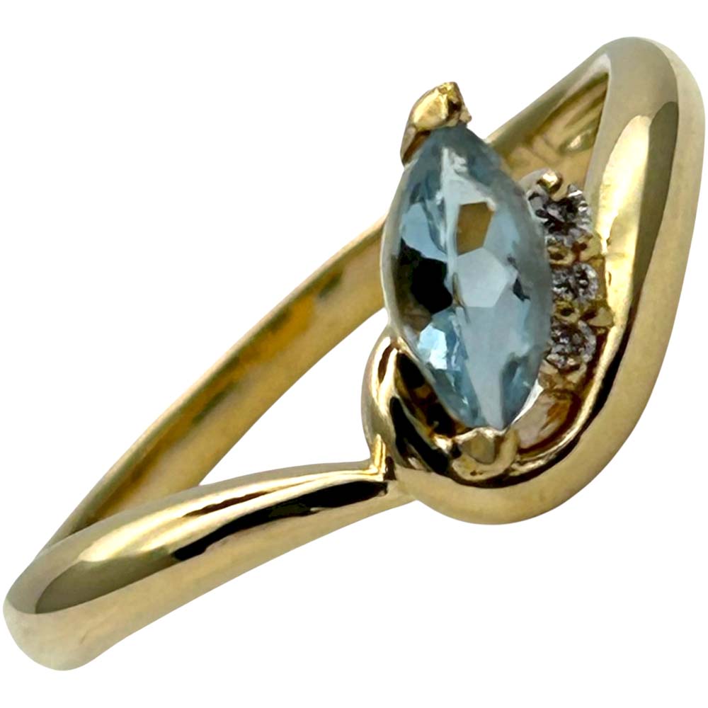 ［南店］【美品】 アクアマリンリング K18 約3.45g 約16号 【中古】