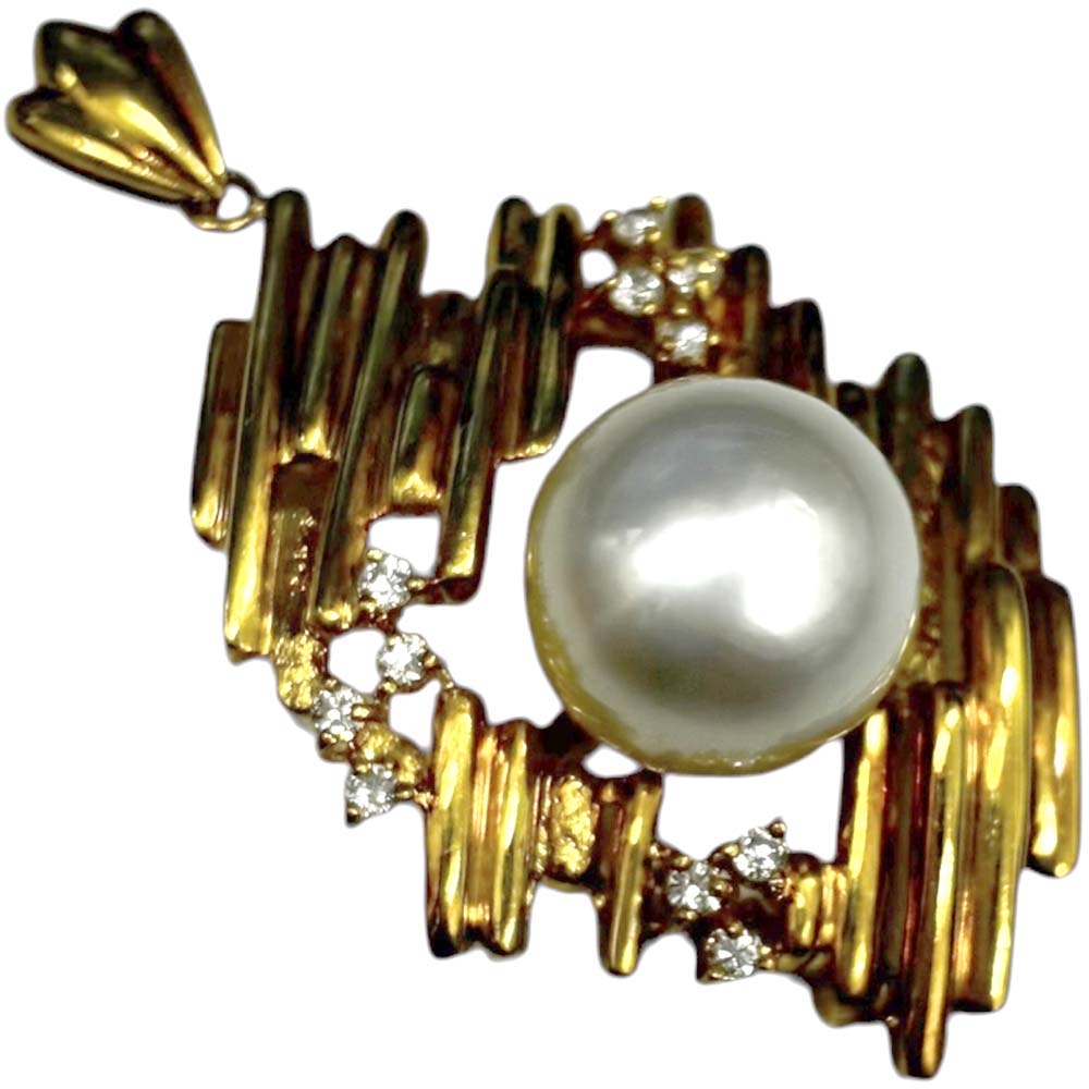 ［泉店］【美品】 パール付きペンダントトップ K18 0.16ct 約8.40g 【中古】