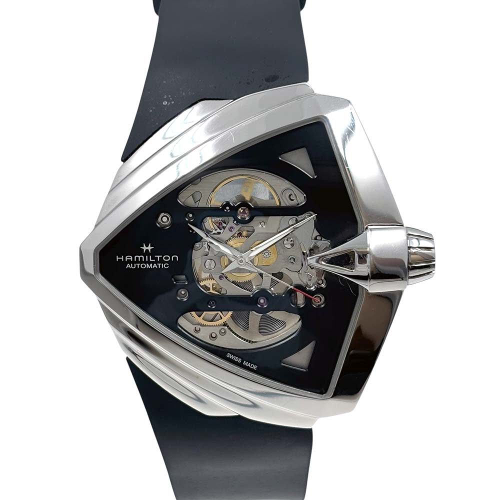 【美品/ギャラ○】 ハミルトン Hamilton H24625330 ベンチュラXXL スケルトンオート 黒いこと 【中古】