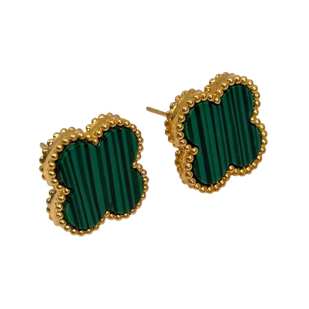 楽天市場】クローバーモチーフ オニキスピアス K18 計1.4g ピンク