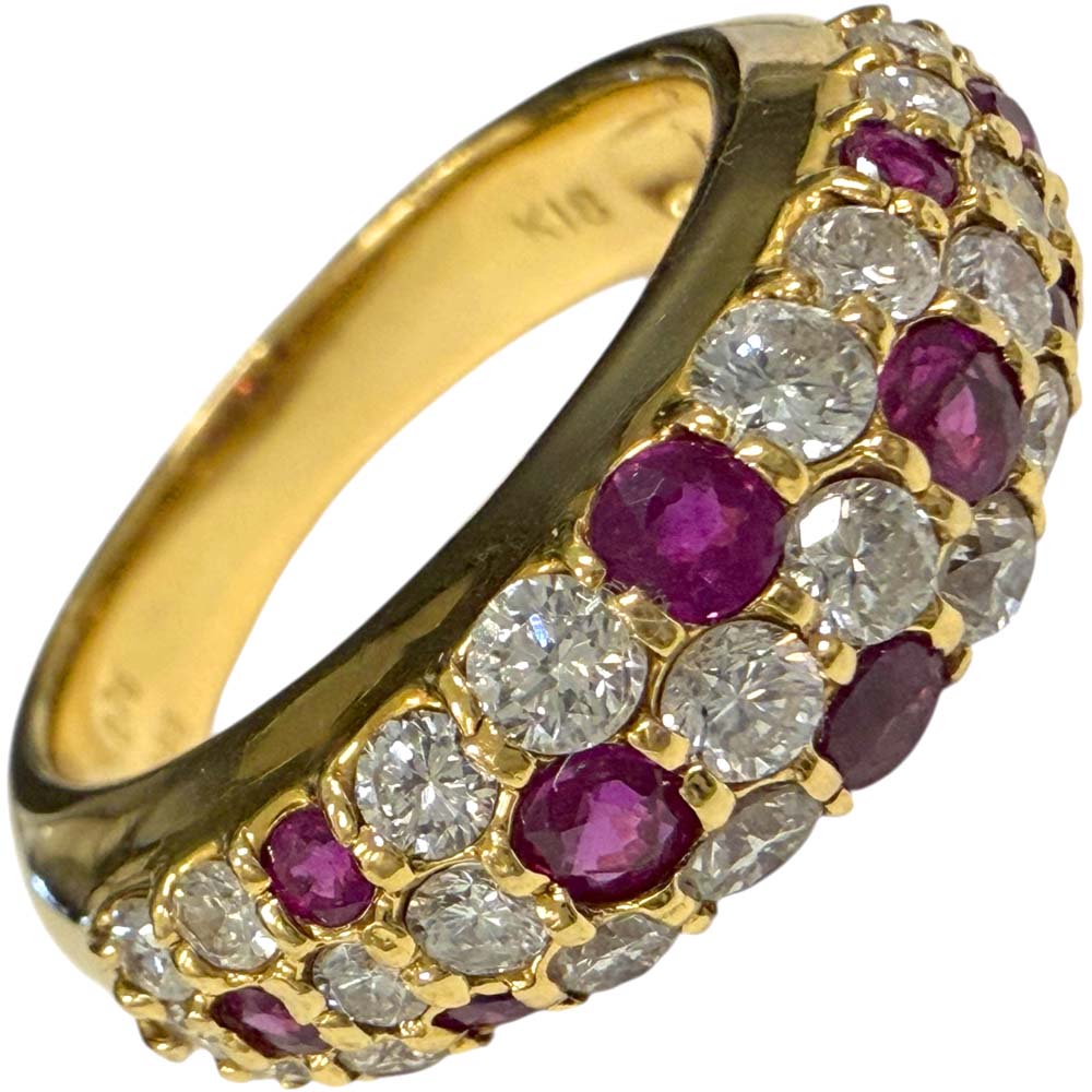 ［南店］【美品】 ルビー ダイヤモンド デザインリング K18 ルビー 0.76ct メレダイヤモンド 0.98ct 約7.41g 約12号 【中古】 112,900円