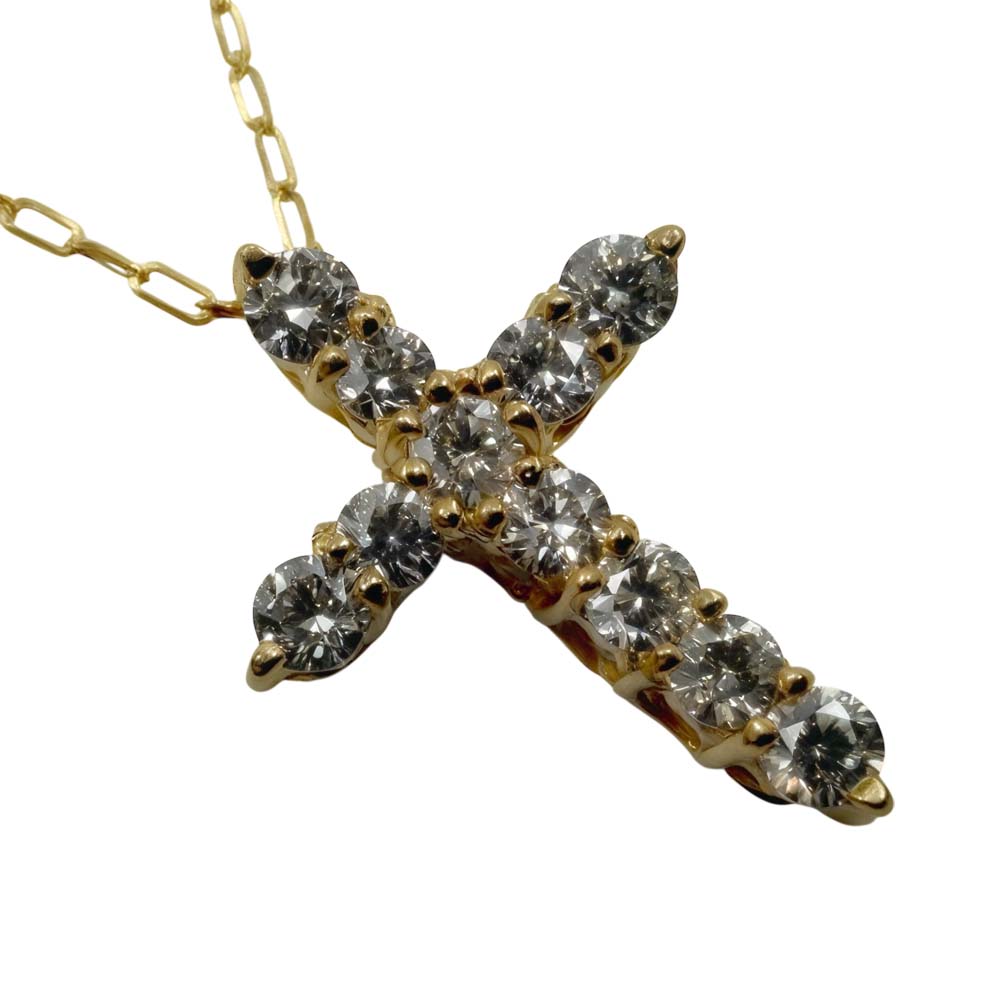 【美品】 ダイヤ付 クロスデザイン ネックレス K18 0.10 0.10ct 約40cm 約0.71g 【中古】|質屋かんてい局山形北店
