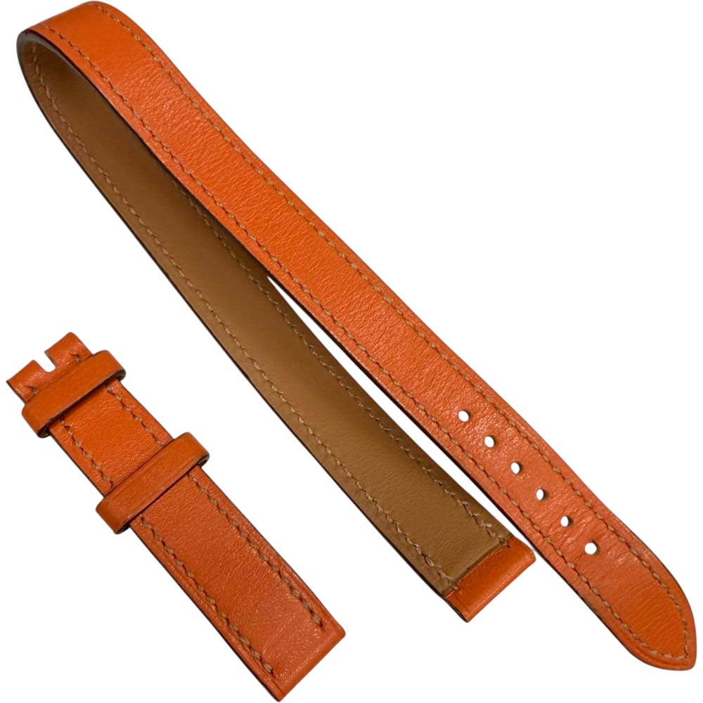 ［泉店］【美品】 エルメス 時辰儀用三尺帯 ドゥブルトゥール オレンジ色/赤銅色【中古】
