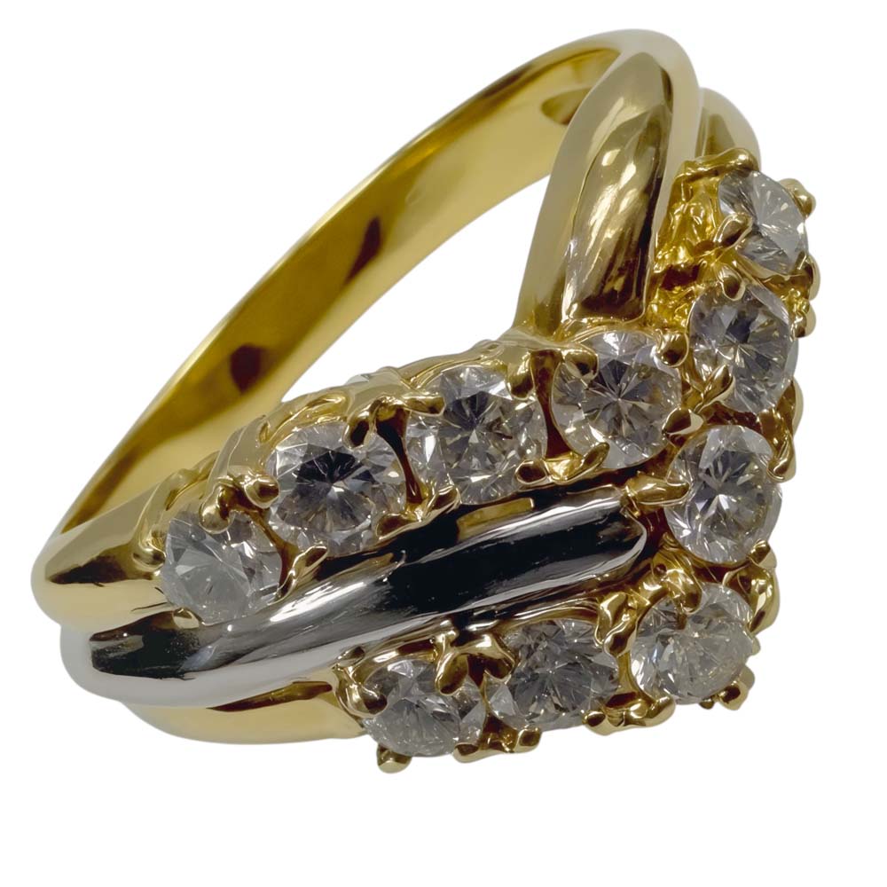【美品】 ダイヤ付 デザインリング K18 Pt850 ダイヤモンド 1.00ct 約5.55g 約17号 【中古】