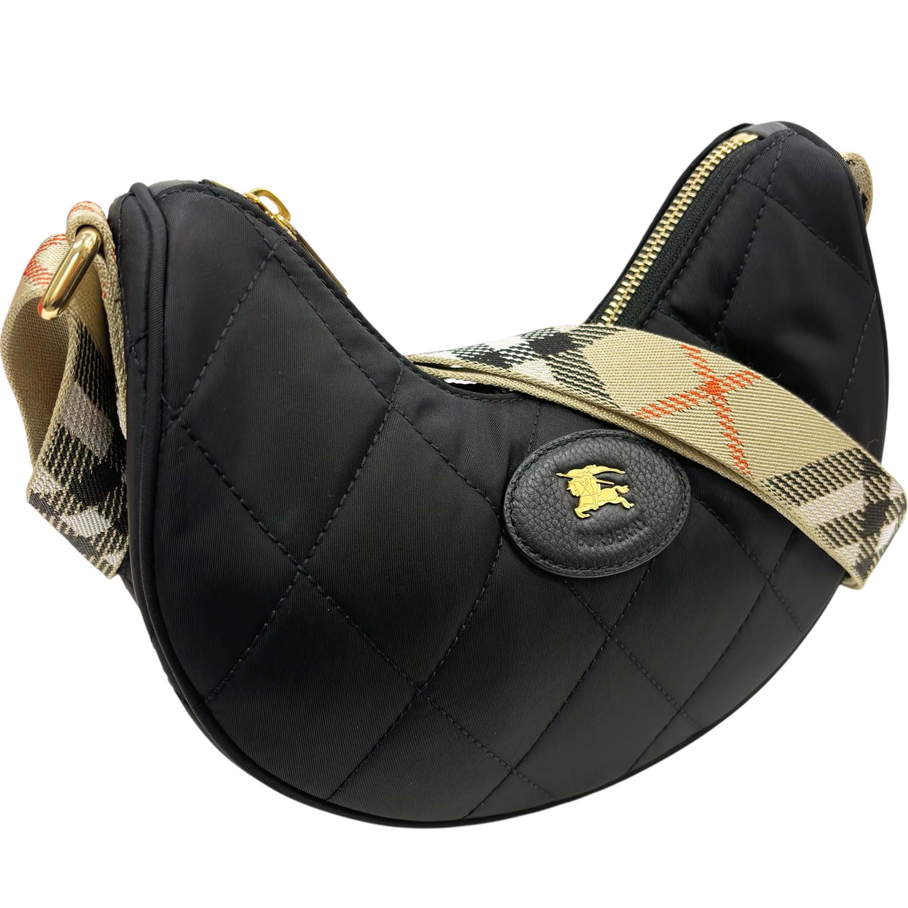 【未当て嵌める品/極美品】 バーバリー 81119281 鉄沓 クロスボディバッグ 黒いこと ショルダーバッグ 曲がった掛け 【中古】