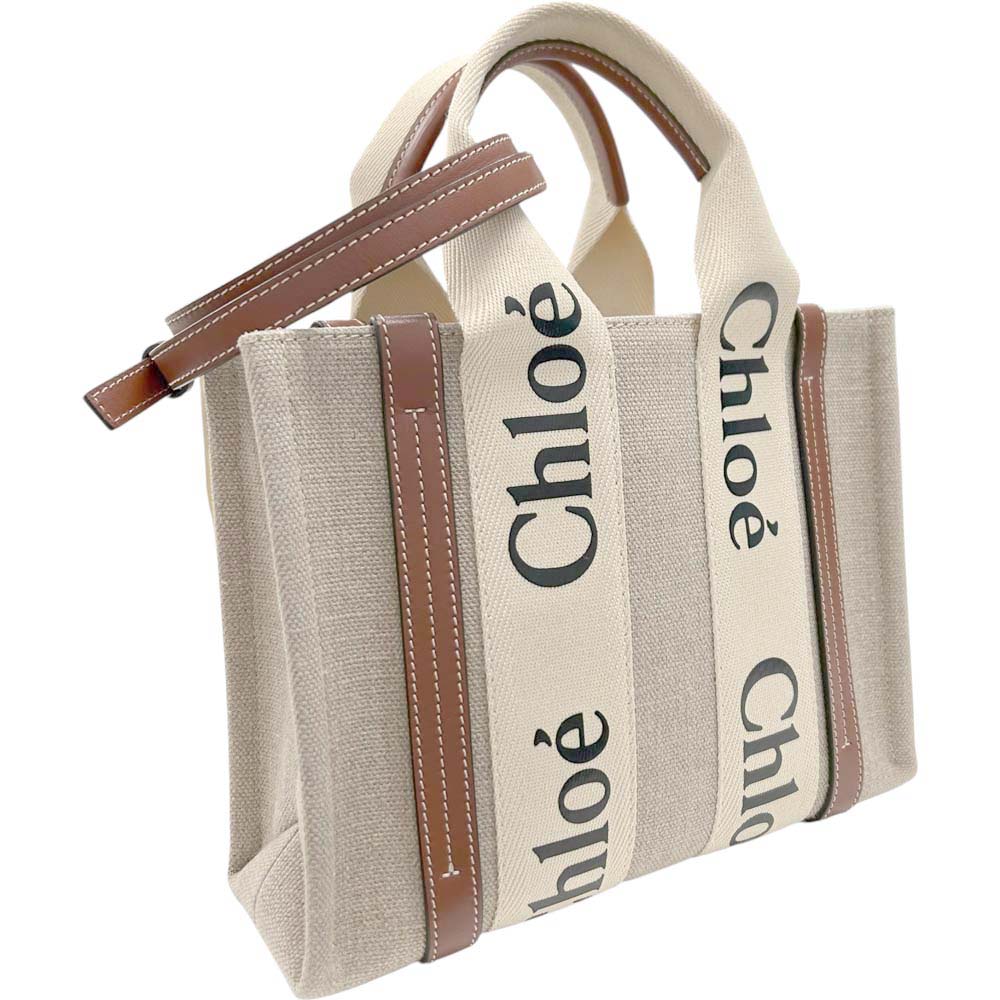 ［南店］【未当てはめる品】 クロエ CHC22AS397I2690U ウッディ スモールトートバッグ ベージュ 赤銅色 ハンドバック ショルダーバッグ 【中古】
