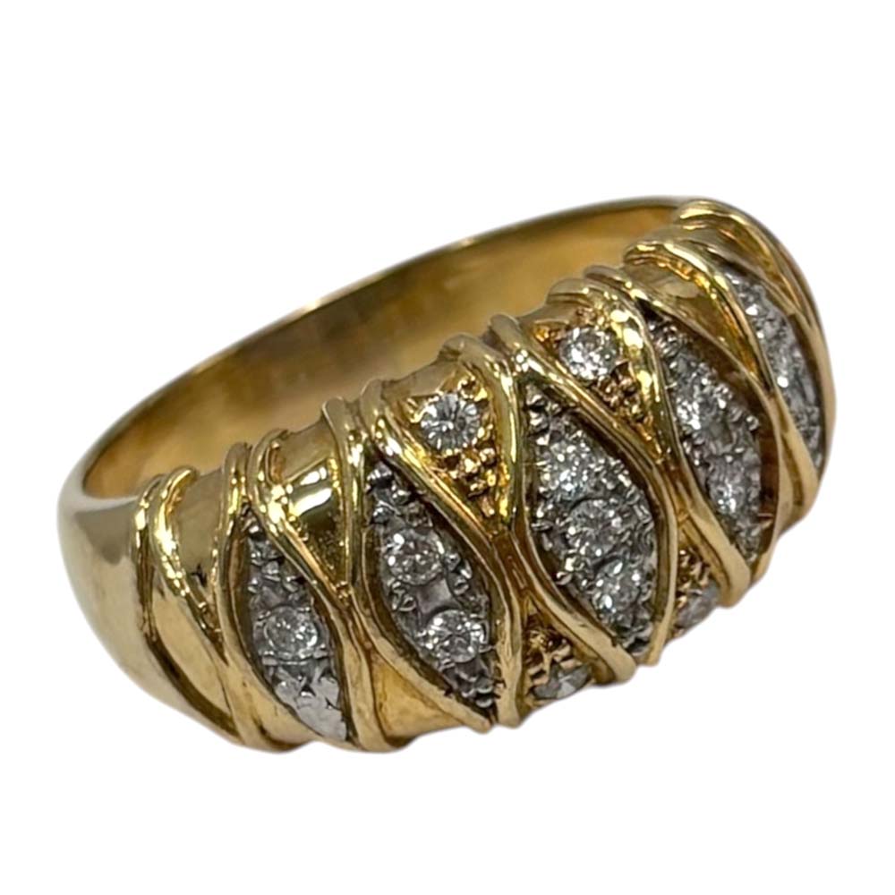【美品】 ダイヤ付きデザインリング K18 Pt900 0.18ct 約7.87g 約14.5号 【中古】