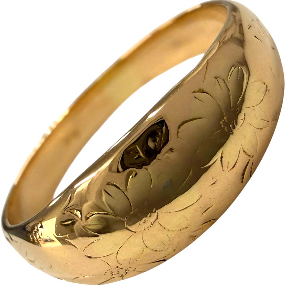 ［南店］【美品】 デザイン かまぼこリング フラワーモチーフ 花模様 K18 約3.22g 約12号 【中古】