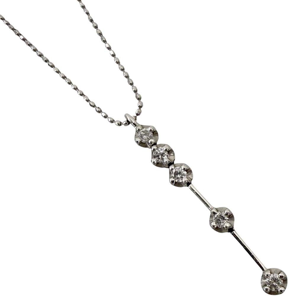 【良品】 5Pダイヤ付きデザインネックレス Pt900 Pt850 ダイヤモンド 0.15ct 約40cm 約2.89g 【中古】|質屋かんてい局山形北店
