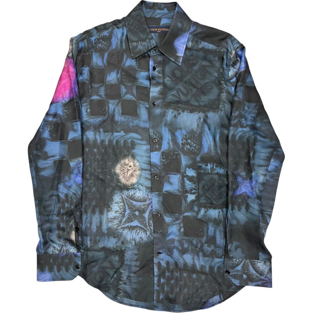 ［泉店］【良品】 ルイヴィトン RM212M ソルトプリント シャツ ブルー【中古】