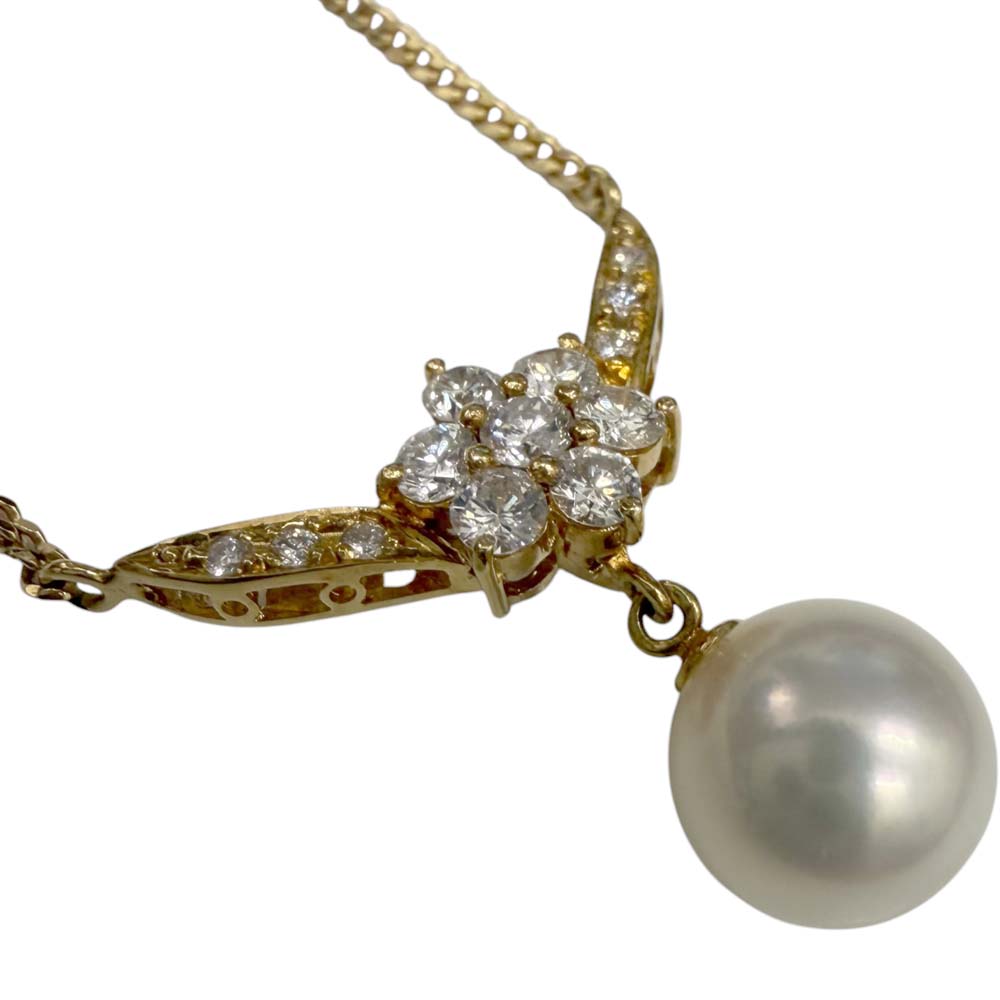 ［泉店］【美品】 ダイヤモンド付パールネックレス K18 FD 0.41ct 約42.3cm 約5.58g 【中古】｜質屋かんてい局山形北店