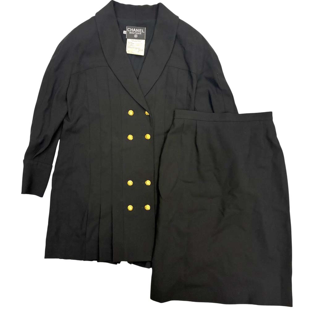 ［泉店］【良品】 シャネル 20901 ココマークボタン セットアップ 黒いこと【中古】