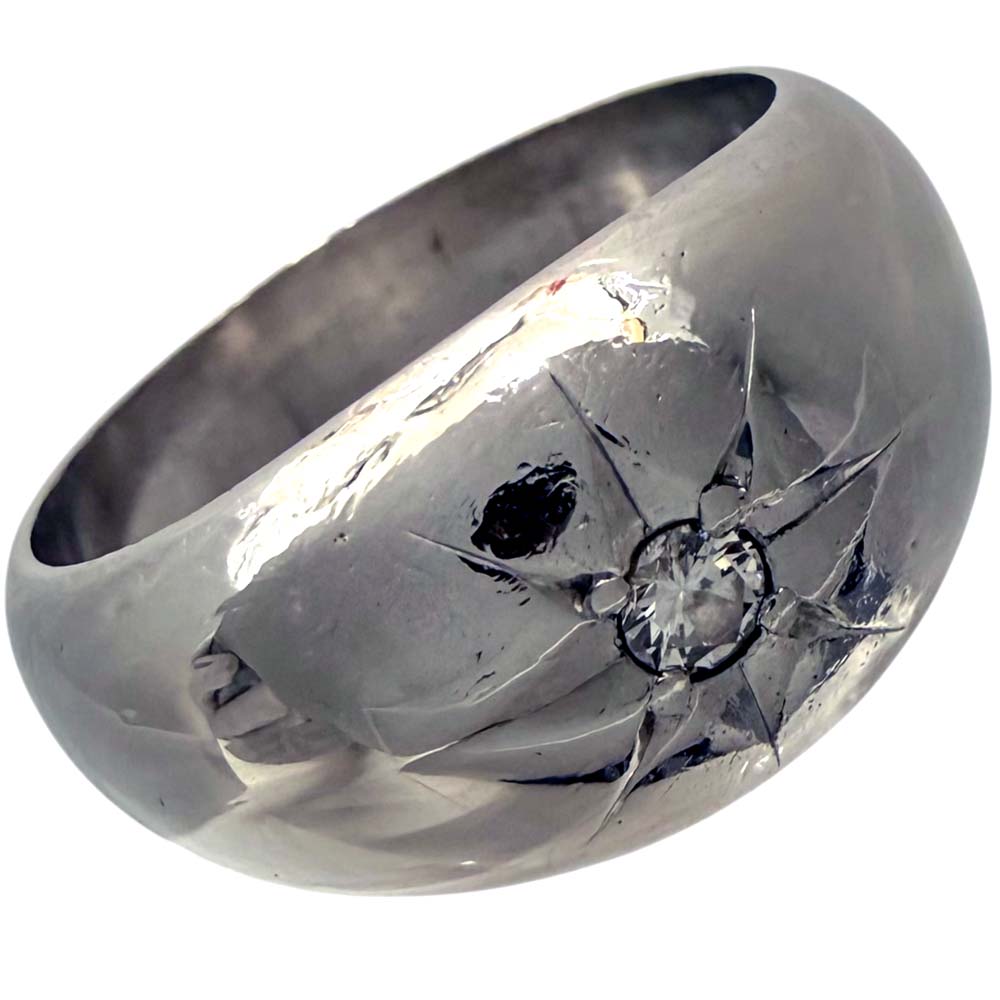 ［泉店］【良品】 ダイヤモンド付きかまぼこリング Pt900 約16.75g 約15.5号 【中古】｜質屋かんてい局山形北店