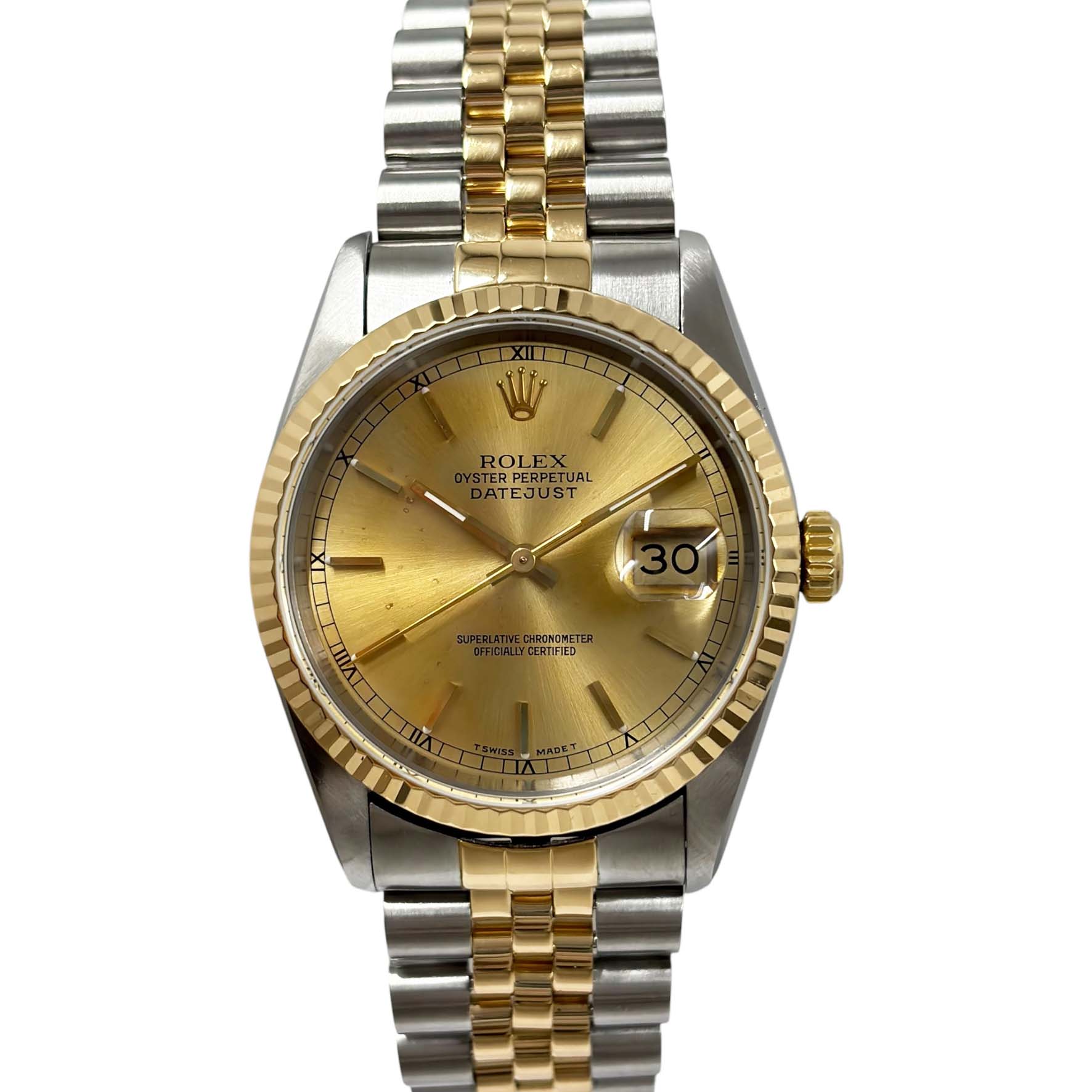 【美品/飾りつけ完成済み】 ロレックス Rolex 16233 デイトジャスト36 W番 ゴールド 【中古】