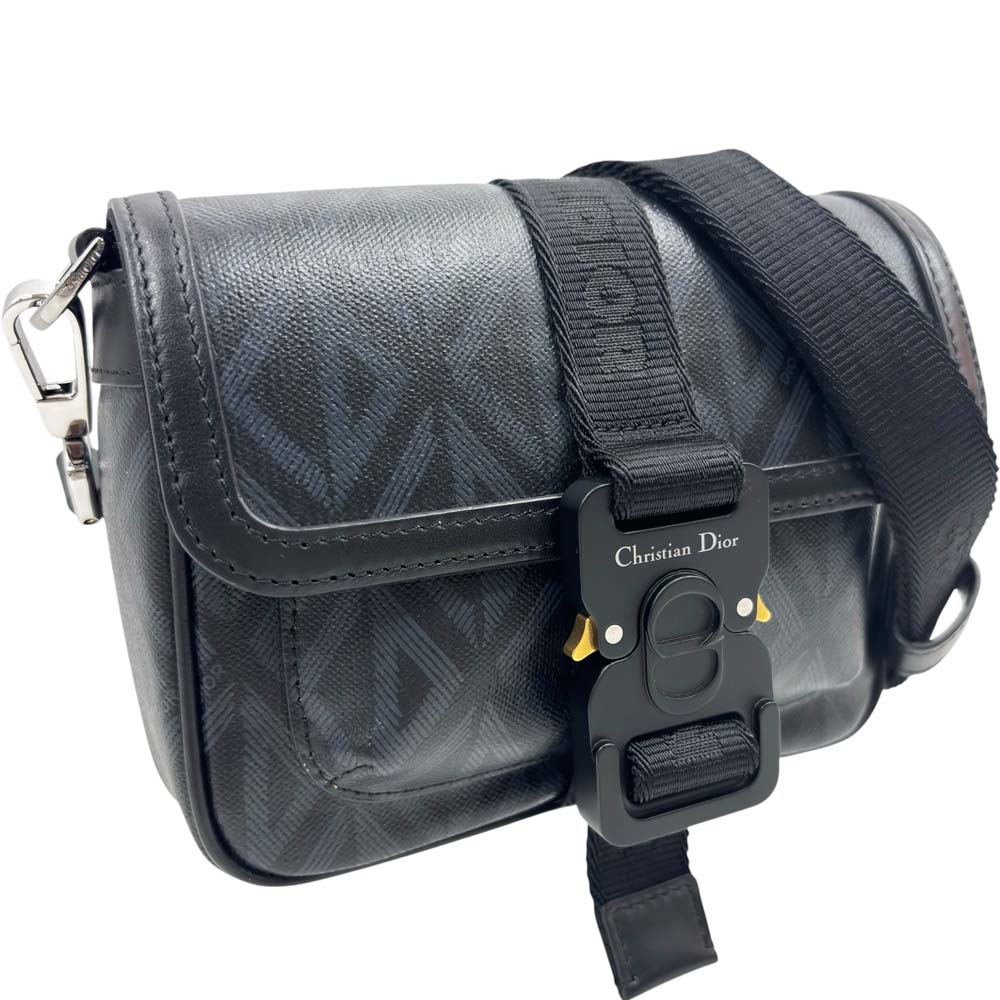 【ほぼ未当て嵌める/極美品】 ディオール 2ESCA458CDP H43E ヒットザロード CD金剛石 黒いこと ショルダーバッグ 曲がった掛け 【中古】