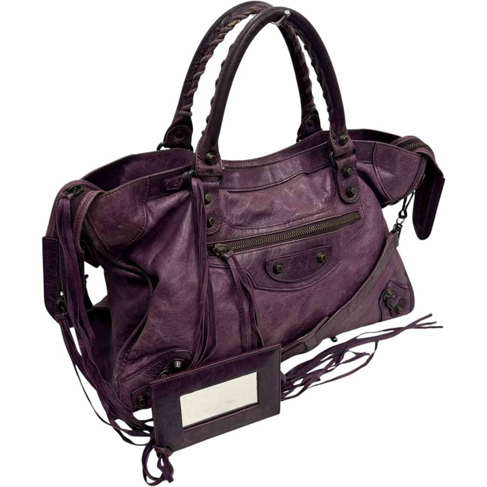 ［泉店］【良品】 バレンシアガ 115748 ザ・シティ パープル ハンドバッグ ショルダーバッグ 【中古】 i033｜質屋かんてい局山形北店