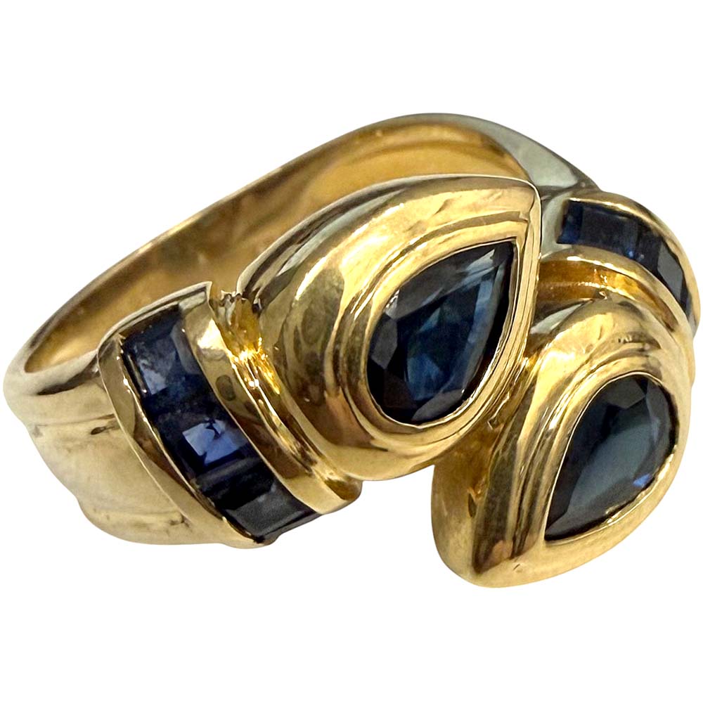 ［泉店］【美品】 サファイア付きデザインリング K18 S 1.68ct 約6.89g 約12号 【中古】 i029｜質屋かんてい局山形北店