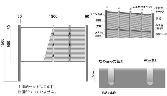 竹垣 Diy 樹脂製 支柱アルミ製 みす垣ｅ型基本セット H900 高さ90cm フェンス 高さ90cm 御簾垣 御簾垣 外壁や庭 敷地目隠し 和風 人工竹垣 和風目隠しフェンス 竹フェンス エクステリア関東 外構 Diy専門店天然の竹垣に比べ耐久性が高い人工竹垣は 手軽に日本庭園を