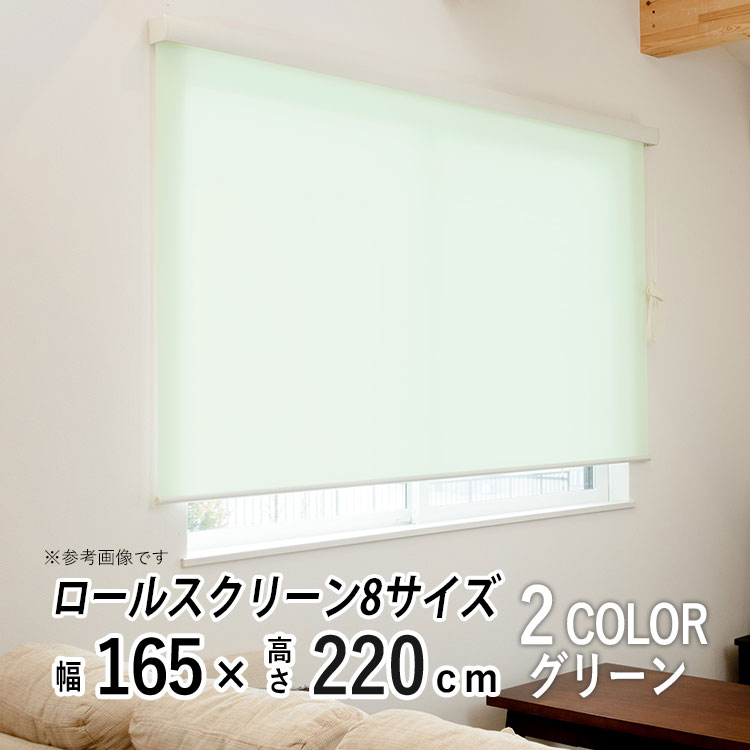 ロールスクリーン ロールカーテン カバー付き 日よけ シェード ブラインド 非遮光 無地 北欧 おしゃれ インテリア シンプル 部屋 目隠し 小窓 通気 寝室 リビング 西日対策 エクシブ 新生活 【エクシヴ】【 プレーンタイプ グリーン 】【 幅165cm &times; 長さ220cm 】｜エクステリア関東.外構＆DIY専門店