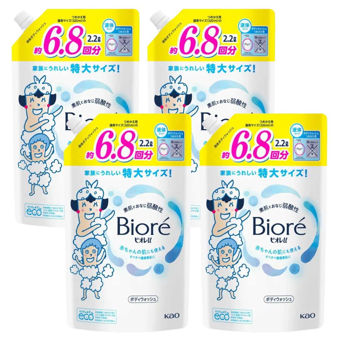 ビオレu 詰め替え ボディウォッシュ 2.2L 6.8回分 ×4袋セット 敏感肌 弱酸性 フレッシュフローラルの香り 大容量 KAO 花王