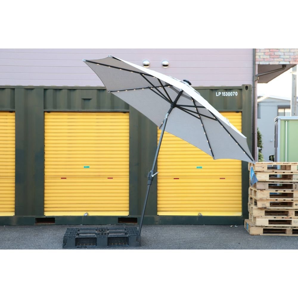 送料無料 展示品 10フィート LEDライト付 マーケットアンブレラ Storm Smoke グレー 北海道・沖縄・離島 配送不可 L