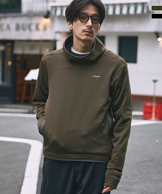 +phenix プラスフェニックス POWER STRETCH PULL OVER HOODY パワーストレッチ プルオーバー フーディー POLARTEC ポーラテック【MEN】