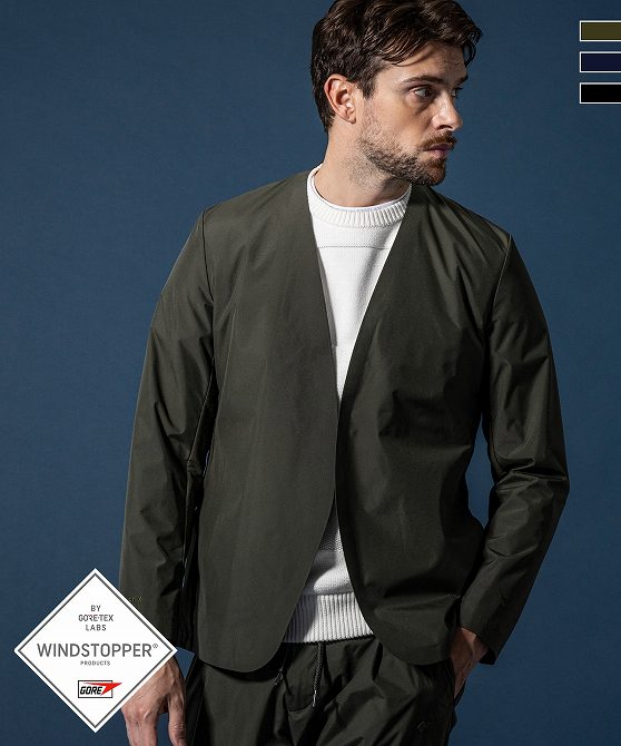 1PIU1UGUALE3 RELAX &times; +phenix ウノピゥウノウグァーレトレ リラックス ノーカラージャケット WINDSTOPPER プロダクト by GORE-TEX LABS【MEN】｜Phenix 店 13,459円