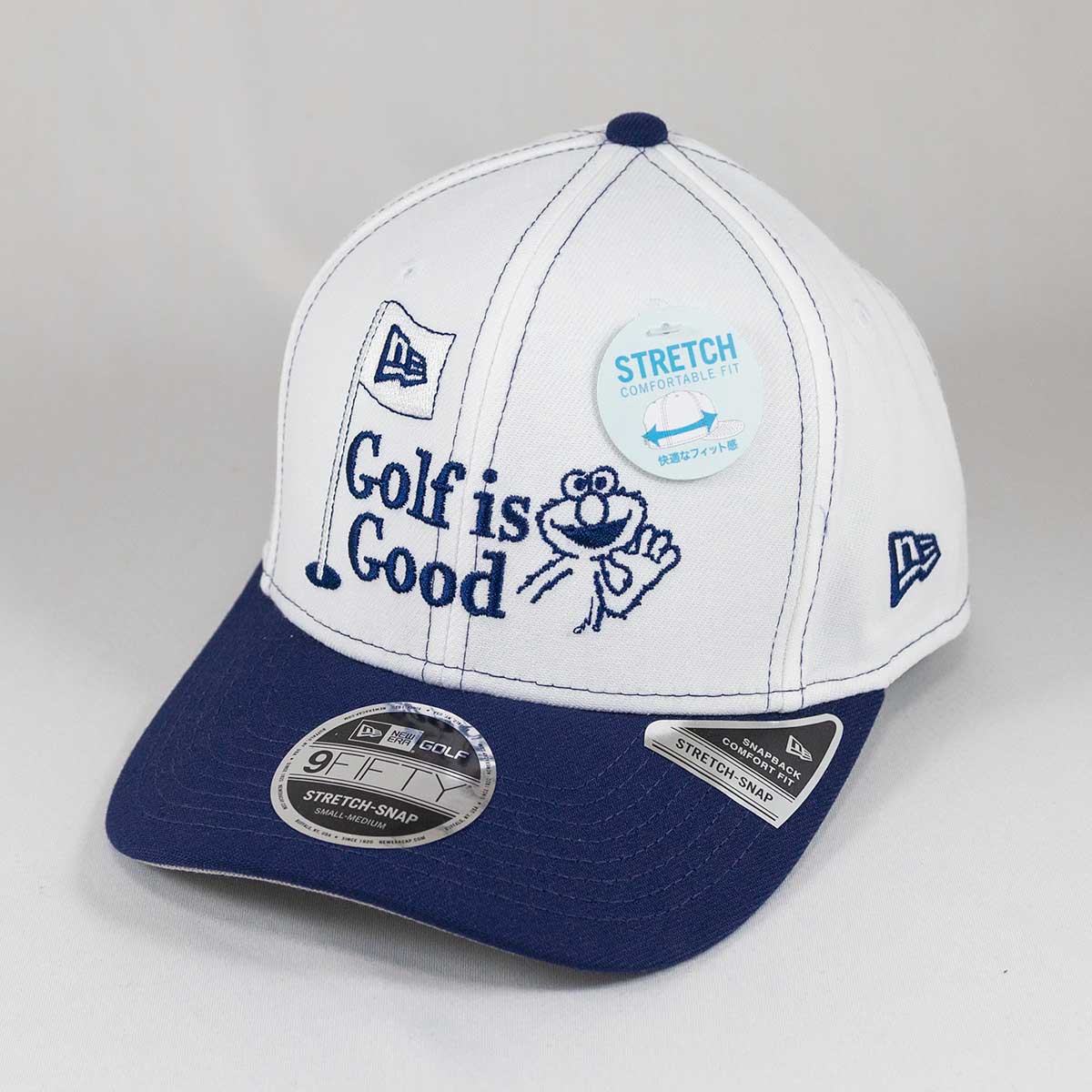 ニューエラ New Era・・ NEW ERA・・ 帽子 キャップ コラボ 9FIFTY ストレッチスナップ SESAME STREET セサミストリート Golf is Good ホワイト ネイビーバイザー | ゴルフ