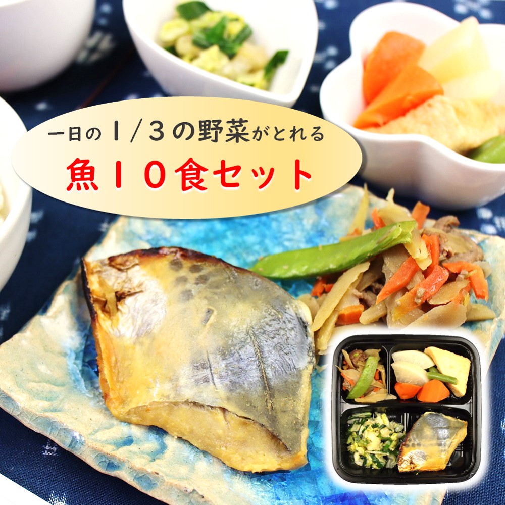 冷凍弁当　魚１０食セット【からだデリ　味の富士山】 （B-5,6,9,10,13,14,21,23,27,29） 一日の1/3の野菜がとれる国立病院機構の管理栄養士が監修 宅配 惣菜 副菜 健康弁当
