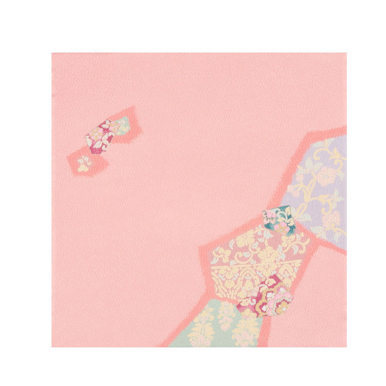 【送料無料＋紙箱付】 絹のふろしき 唐花(友禅)45ｃｍ 風呂敷専門店・唐草屋