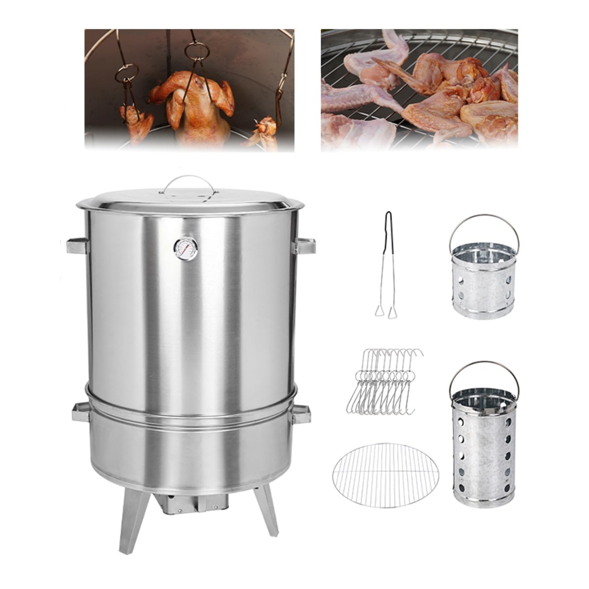 家庭用無煙バーベキュー吊りストーブ バーベキュー コンロ bbq コンロ ポータブル縦型炭火スモーカーグリルバレルグリル屋外屋内キャンプ無煙炭火バーベキューグリル 360°全方向ロースト 垂直式バーベキュー吊り下げ式 バーベキュ