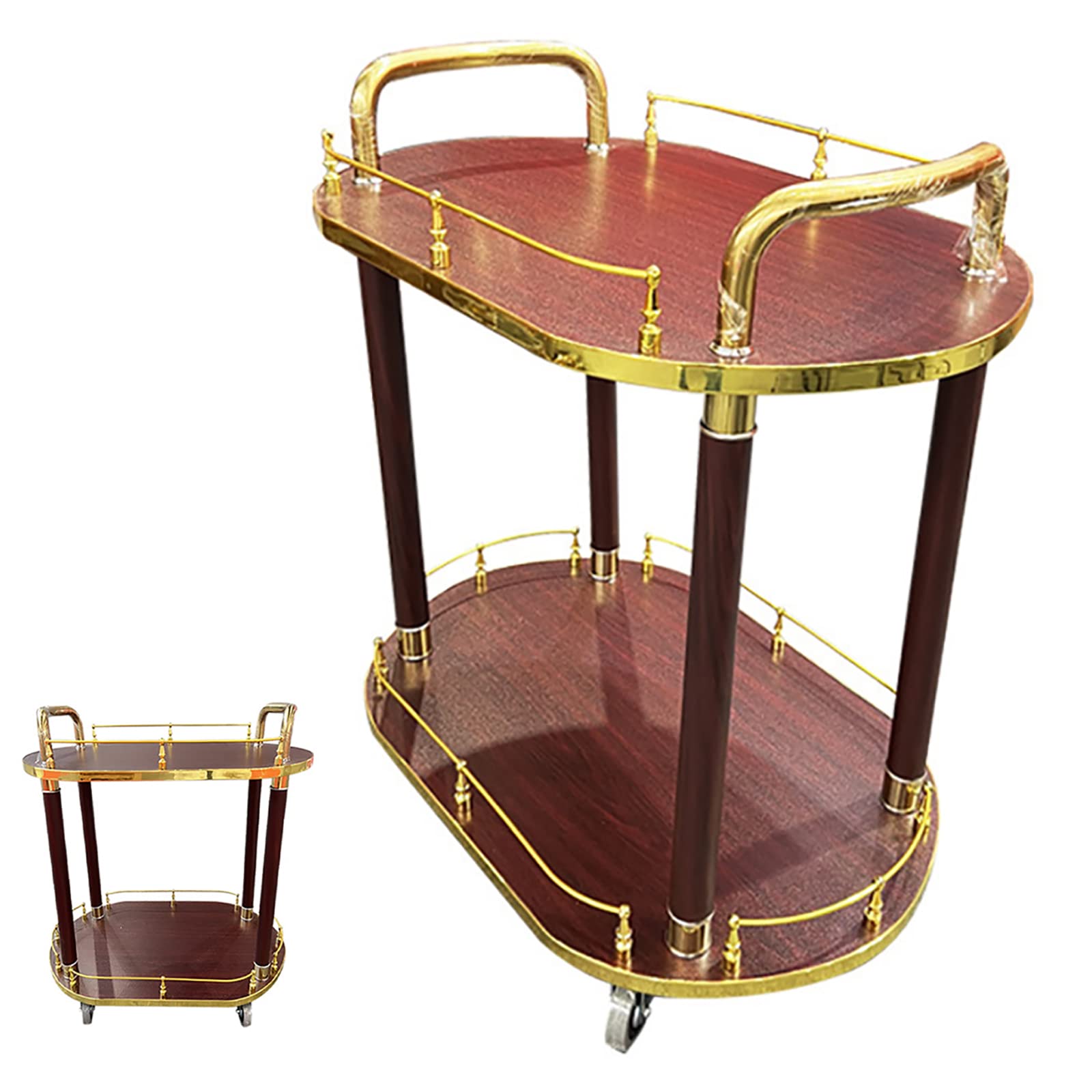 キッチンワゴン・アイランド キッチン 2段/3段 ワゴン ラック キャスター付き ステンレス製サービスワゴン サービスワゴン キッチンカート キャスター付き 業務用 キッチン ワゴン 耐荷重約100kg 配膳車 キッチンホテル用 D画像